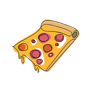 drawing illustration of a pizza