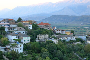 View of the old town of Gjirokaster, Albania country - obrazy, fototapety, plakaty