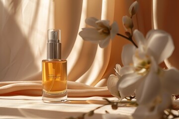 (Mockup) Luxurious Serum Bottle with Magnolia Blossoms