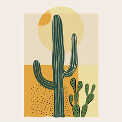 illustration with cactus garden.