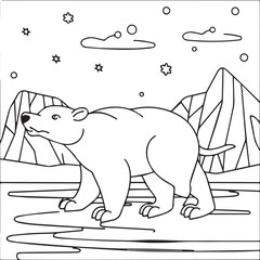 Polar Animals Coloring pages. Polar animal outline vector