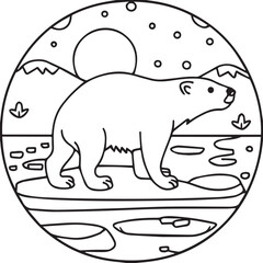 Polar Animals Coloring pages. Polar animal outline vector