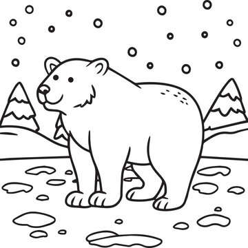 Polar Animals Coloring pages. Polar animal outline vector