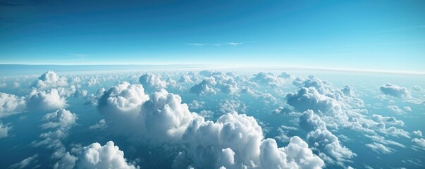 Heavy blue clouds on sky. Clouds from air plane view. banner. - obrazy, fototapety, plakaty