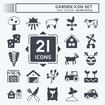 Garden Icon Set. suitable for Education symbol. glyph style. simple design editable. design template vector. simple symbol illustration