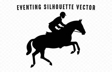 Obraz na płótnie Canvas Eventing horse black Silhouette vector isolated on a white background
