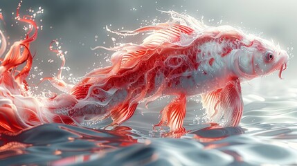  A fish in water with splashing water