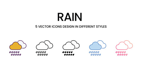 Rain  icons set in different style vector stock illustration