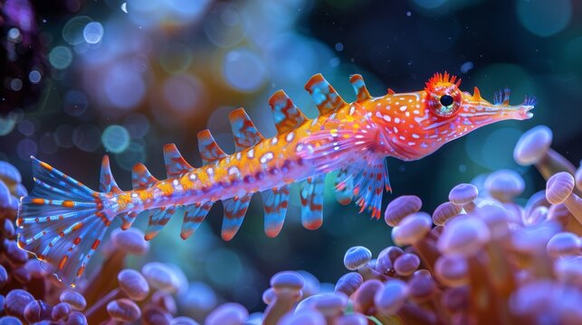  A sea horse in a sea anemone
