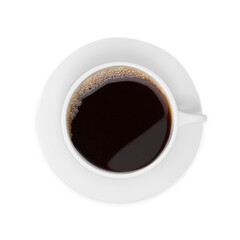 Top view of a cup of coffee, transparent background