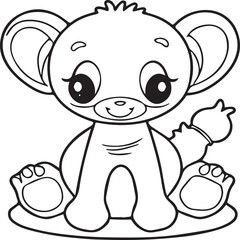 Cute baby animals coloring pages. Animals outline vector