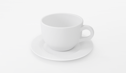 White cup of coffee, transparent background