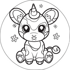 Cute baby animals coloring pages. Animals outline vector