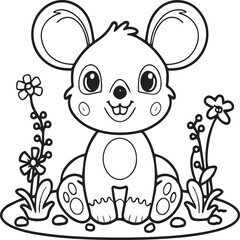 Cute baby animals coloring pages. Animals outline vector