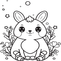 Cute baby animals coloring pages. Animals outline vector