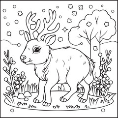 Cute baby animals coloring pages. Animals outline vector