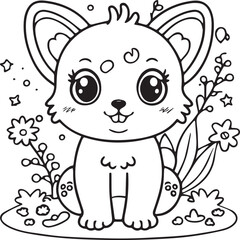 Cute baby animals coloring pages. Animals outline vector