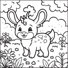 Cute baby animals coloring pages. Animals outline vector