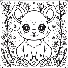 Cute baby animals coloring pages. Animals outline vector