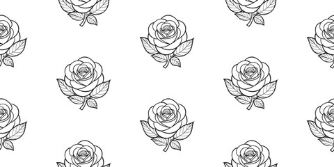 Seamless pattern with black and white roses. Seamless pattern with flowers. Vector illustration.