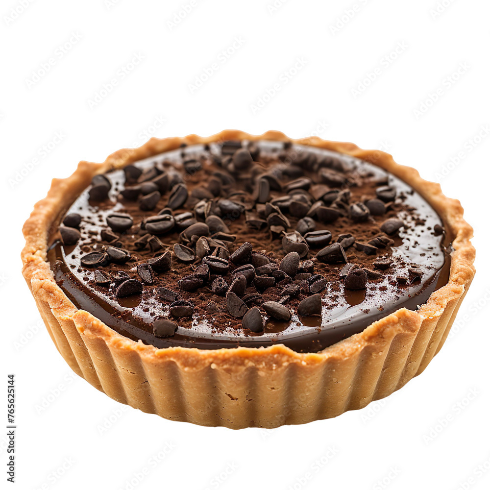 Wall mural Front view of a perfectly made mocha espresso tart kept in food photography style isolated on a white transparent background - Wall murals