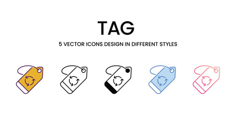Tag  icons set in different style vector stock illustration