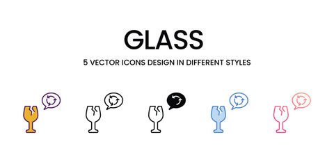 Glass  icons set in different style vector stock illustration