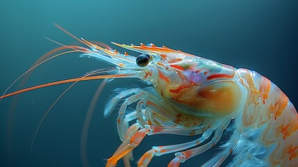   an orange-white fish with long, thin, orange-red hair on its head - obrazy, fototapety, plakaty