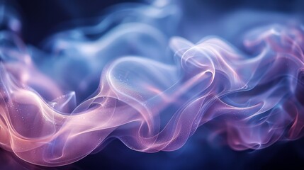  A clearer image of a blue and pink smoke cloud on a black background with a sharp picture of a wavy smoke movement