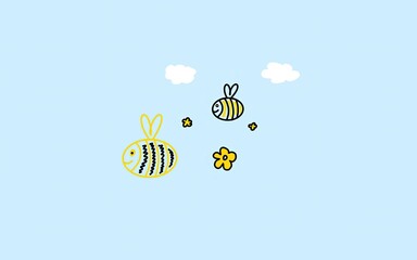 Cute cartoon bees pattern for children's prints on clothes, stationery, paper. Children's print pattern. Bees illustration texture. Funny bees art print for kids. Design art.