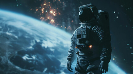 Commemorating Human Space Exploration. International Day of Human Spaceflight. Advanced Space Technology And Exploration. Space Travel, Human Exploration, and Science Fiction.  - obrazy, fototapety, plakaty