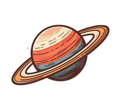  Saturn Planet hand drawn vector illustration