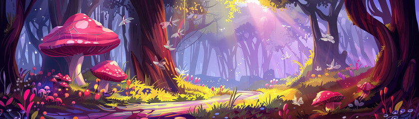 Enchanted Forest Escape: Step into a Whimsical World of Fairies, Magic, and Enchantment - obrazy, fototapety, plakaty
