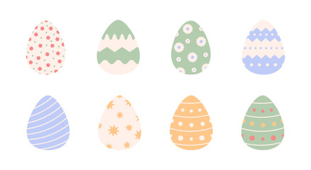 Cute set of Easter eggs illustration. Easter eggs icons. Easter day festival. Vector illustration. Vector design	