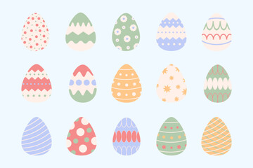 Cute set of Easter eggs illustration. Easter eggs icons. Easter day festival. Vector illustration. Vector design	