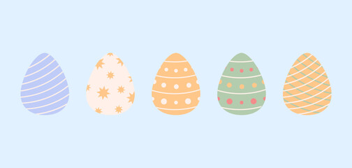 Cute set of Easter eggs illustration. Easter eggs icons. Easter day festival. Vector illustration. Vector design	