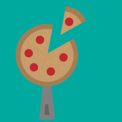 Pizza with pepperoni on top vector illustration