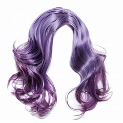 Stylish purple hair wig isolated on white background, AI Generative.