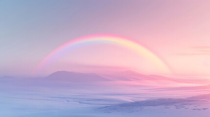 A soft pastel rainbow gracefully arch