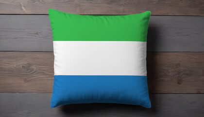 Sierra Leone Flag Pillow Cover. Flag Pillow Cover with Sierra Leone Flag - obrazy, fototapety, plakaty