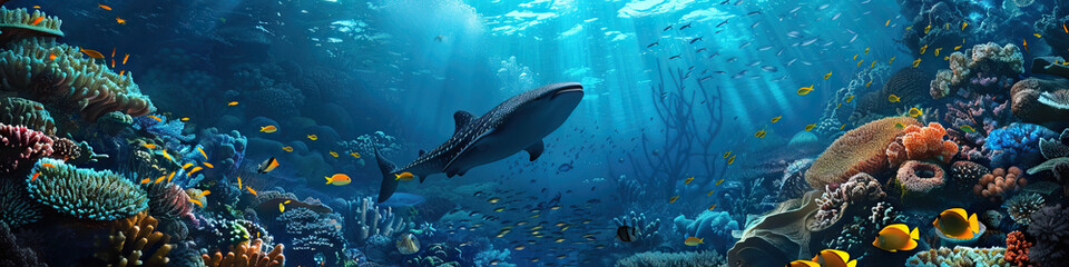 Fototapeta premium Underwater Wonderland: Discovering the Wonders and Mysteries of Ocean Life