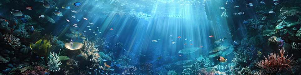 Underwater Wonderland: Discovering the Wonders and Mysteries of Ocean Life - obrazy, fototapety, plakaty