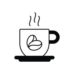 Black Solid Hot Coffee vector icon