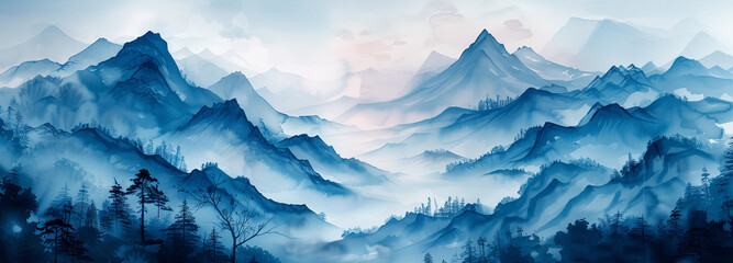 Morgend&auml;mmerung im Aquarellgebirge