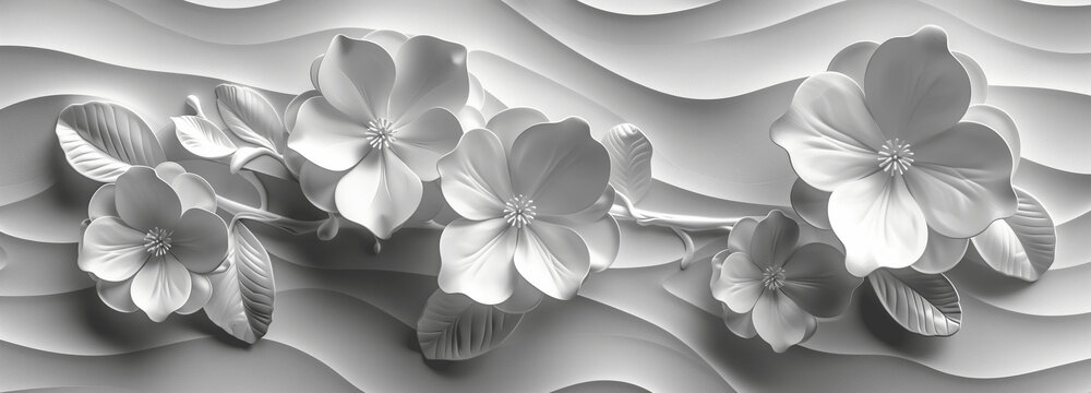 Sinfonie in Weiß: Florales Relief - 3D Floral als Hintergrundbild