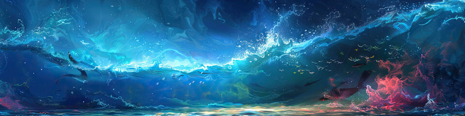 Fototapeta premium Ocean Symphony: Harmonizing Life Beneath the Waves in a Melody of Colors and Movements