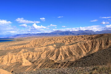 rock formations at the Issyk Kul Lake in Aksai, Aksay, Kyrgyzstan