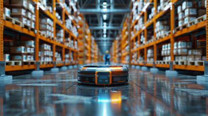 Obraz premium Automated Warehouse Logistics. Efficiency Illustrated with Advanced Technology