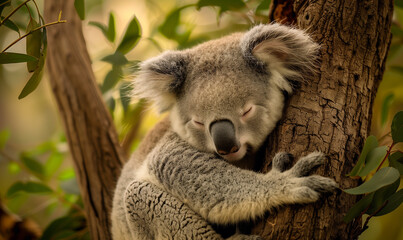 Koala sleeping on the tree