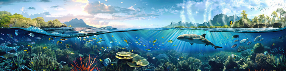 Fototapeta premium Aqua Wonderland Gala: Immerse Yourself in the Magic and Majesty of Oceanic Marvels